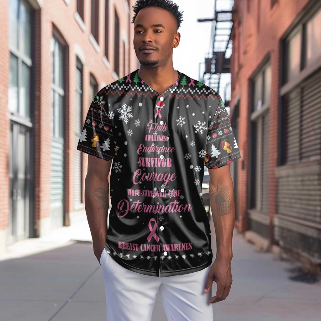 Christmas Tree Breast Cancer Afro Baseball Jersey Survivor African