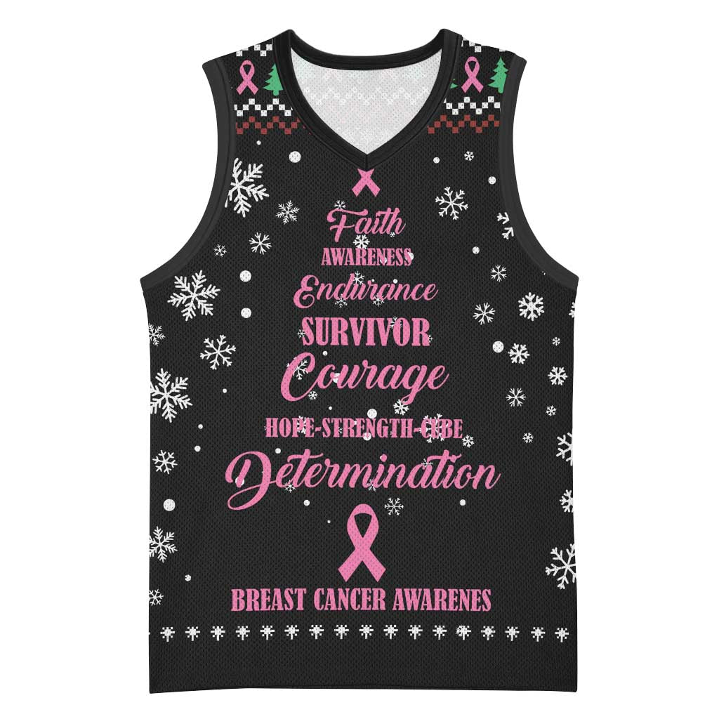Christmas Tree Breast Cancer Afro Basketball Jersey Survivor African - African Pride