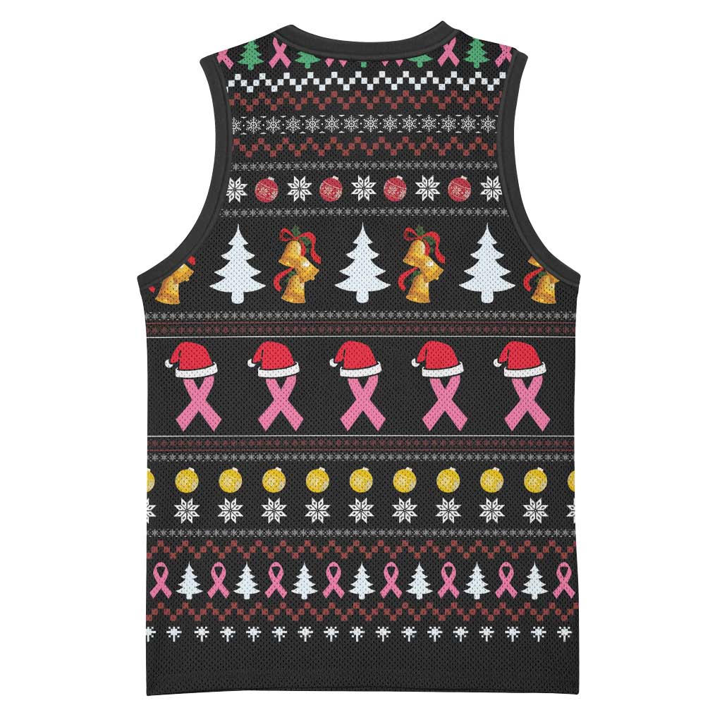Christmas Tree Breast Cancer Afro Basketball Jersey Survivor African - African Pride