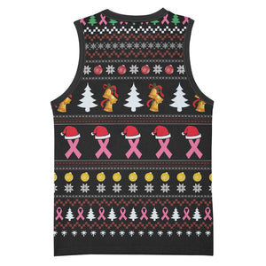 Christmas Tree Breast Cancer Afro Basketball Jersey Survivor African - African Pride