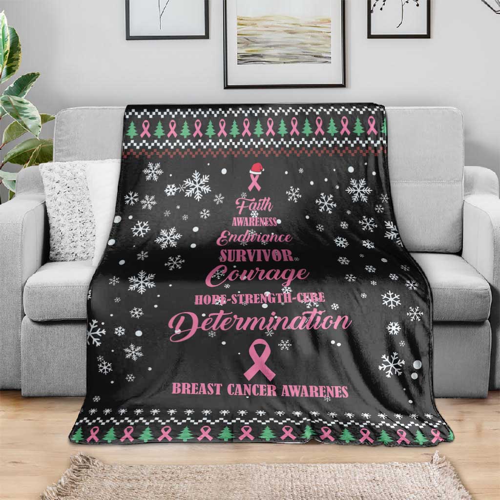 Christmas Tree Breast Cancer Afro Blanket Survivor African