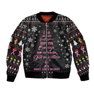 Christmas Tree Breast Cancer Afro Bomber Jacket Survivor African