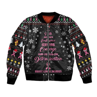 Christmas Tree Breast Cancer Afro Bomber Jacket Survivor African