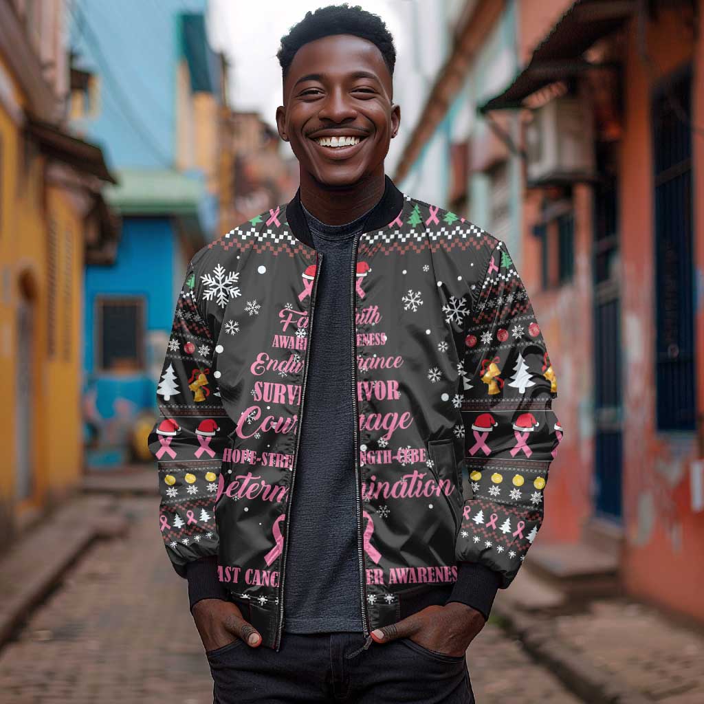 Christmas Tree Breast Cancer Afro Bomber Jacket Survivor African