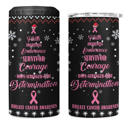 Christmas Tree Breast Cancer Afro 4 in 1 Can Cooler Tumbler Survivor African