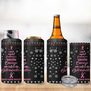 Christmas Tree Breast Cancer Afro 4 in 1 Can Cooler Tumbler Survivor African