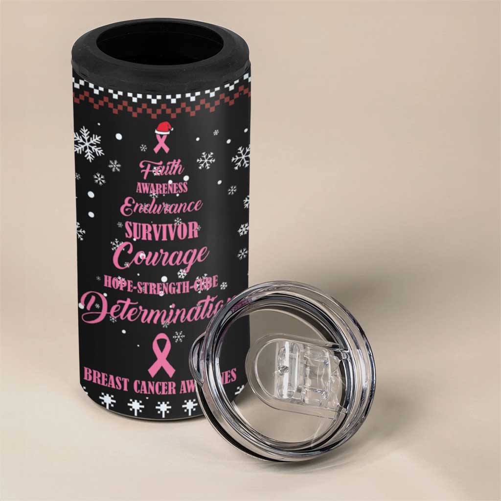 Christmas Tree Breast Cancer Afro 4 in 1 Can Cooler Tumbler Survivor African
