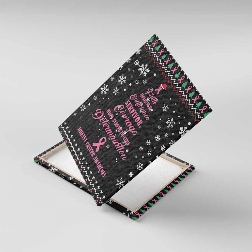 Christmas Tree Breast Cancer Afro Canvas Wall Art Survivor African