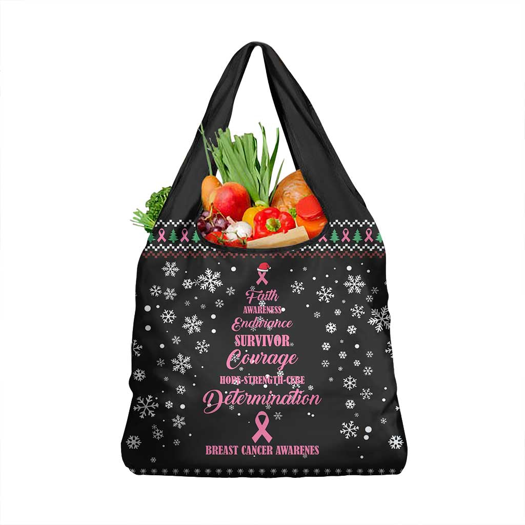 Christmas Tree Breast Cancer Afro Grocery Bag Survivor African