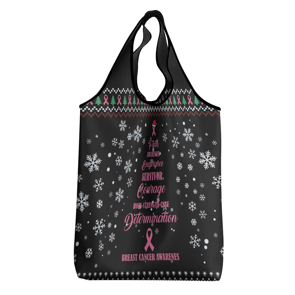 Christmas Tree Breast Cancer Afro Grocery Bag Survivor African
