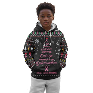 Christmas Tree Breast Cancer Afro Kid Hoodie Survivor African