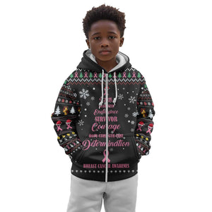 Christmas Tree Breast Cancer Afro Kid Hoodie Survivor African