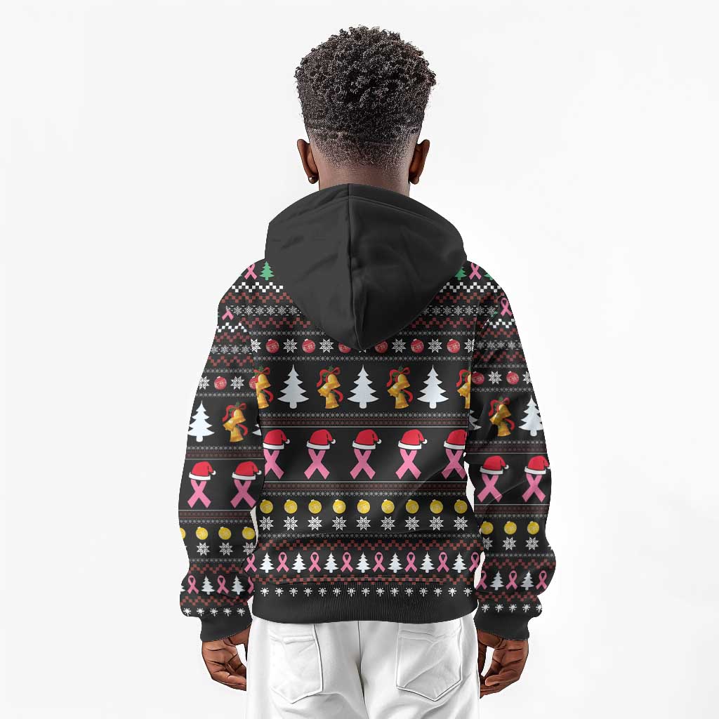 Christmas Tree Breast Cancer Afro Kid Hoodie Survivor African