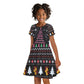 Christmas Tree Breast Cancer Afro Kid Short Sleeve Dress Survivor African