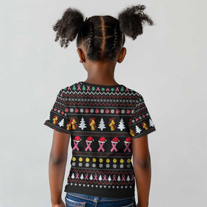 Christmas Tree Breast Cancer Afro Kid T shirt Survivor African