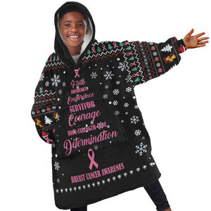 Christmas Tree Breast Cancer Afro Kid Wearable Blanket Hoodie Survivor African