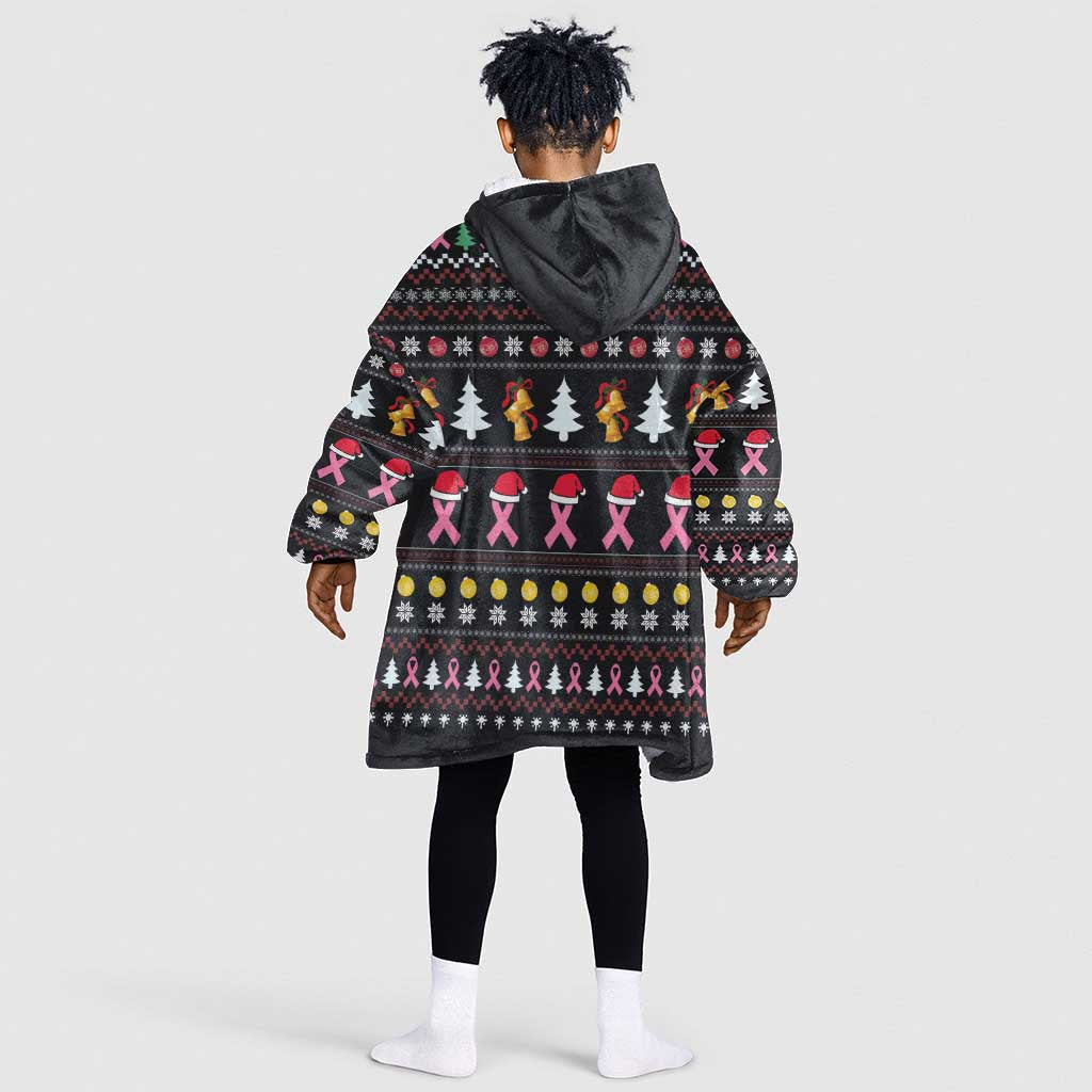 Christmas Tree Breast Cancer Afro Kid Wearable Blanket Hoodie Survivor African