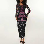 Christmas Tree Breast Cancer Afro Long Sleeve Bodycon Dress Survivor African DT03