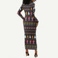 Christmas Tree Breast Cancer Afro Long Sleeve Bodycon Dress Survivor African DT03
