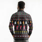 Christmas Tree Breast Cancer Afro Long Sleeve Polo Shirt Survivor African