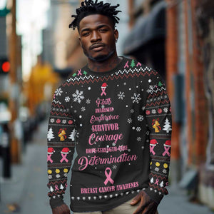 Christmas Tree Breast Cancer Afro Long Sleeve Shirt Survivor African