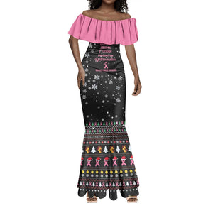 Christmas Tree Breast Cancer Afro Mermaid Dress Survivor African