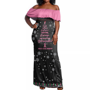 Christmas Tree Breast Cancer Afro Off Shoulder Maxi Dress Survivor African