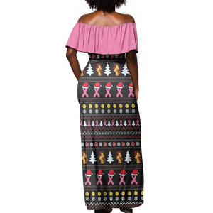 Christmas Tree Breast Cancer Afro Off Shoulder Maxi Dress Survivor African