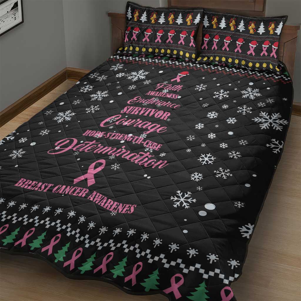 Christmas Tree Breast Cancer Afro Quilt Bed Set Survivor African