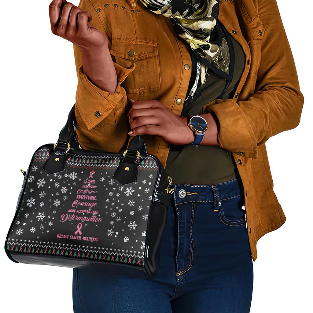 Christmas Tree Breast Cancer Afro Shoulder Handbag Survivor African
