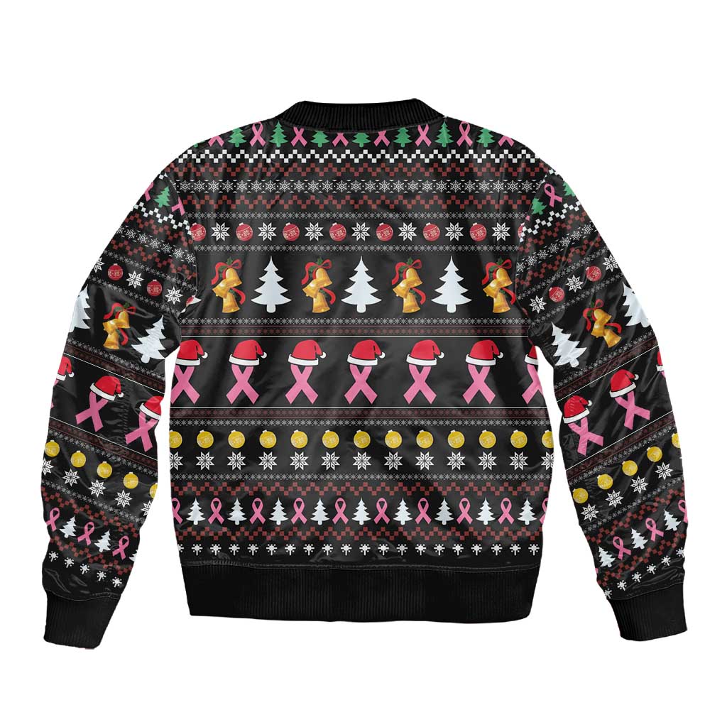 Christmas Tree Breast Cancer Afro Sleeve Zip Bomber Jacket Survivor African