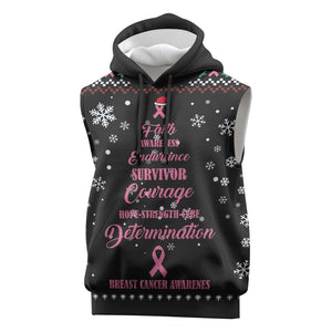 Christmas Tree Breast Cancer Afro Sleeveless Hoodie Survivor African - African Pride