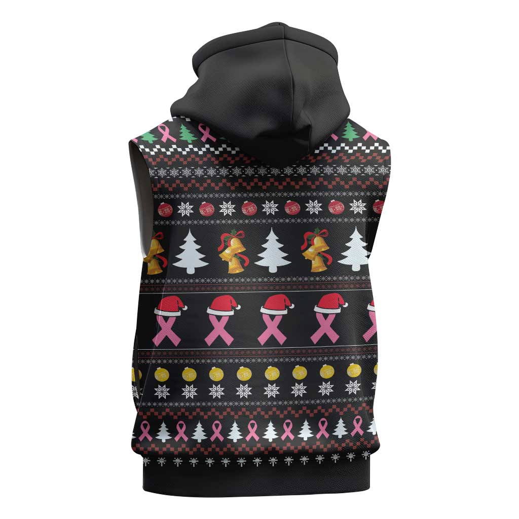 Christmas Tree Breast Cancer Afro Sleeveless Hoodie Survivor African - African Pride