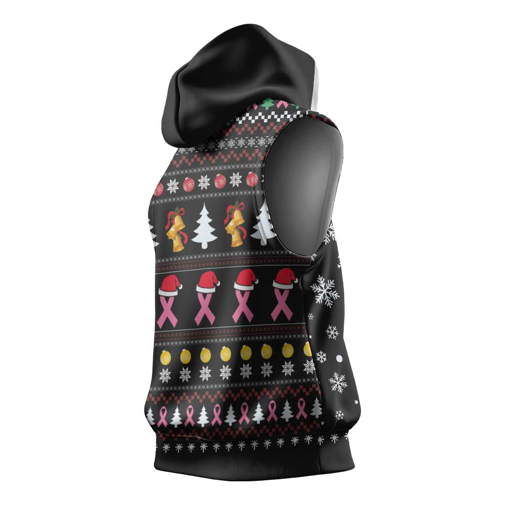 Christmas Tree Breast Cancer Afro Sleeveless Hoodie Survivor African - African Pride