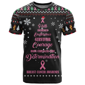 Christmas Tree Breast Cancer Afro T shirt Survivor African