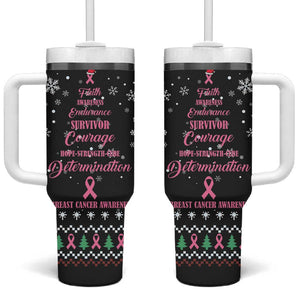 Christmas Tree Breast Cancer Afro Tumbler With Handle Survivor African
