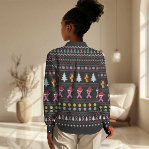 Christmas Tree Breast Cancer Afro Women Casual Shirt Survivor African DT03