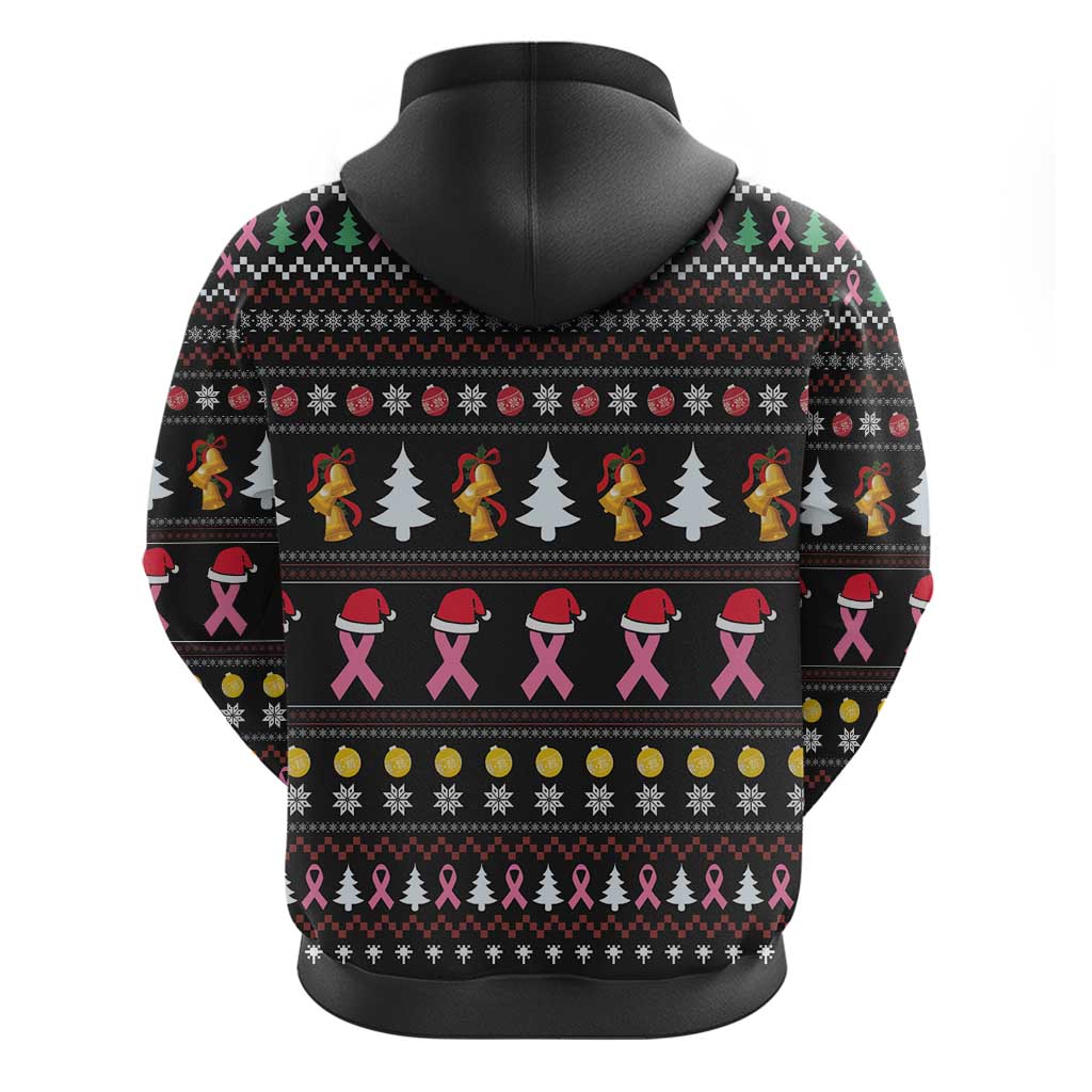 Christmas Tree Breast Cancer Afro Zip Hoodie Survivor African