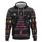 Christmas Tree Breast Cancer Afro Zip Hoodie Survivor African