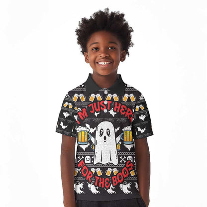 Christmas Africa Boo Beer Kid Polo Shirt I'm Just Here For The Boss