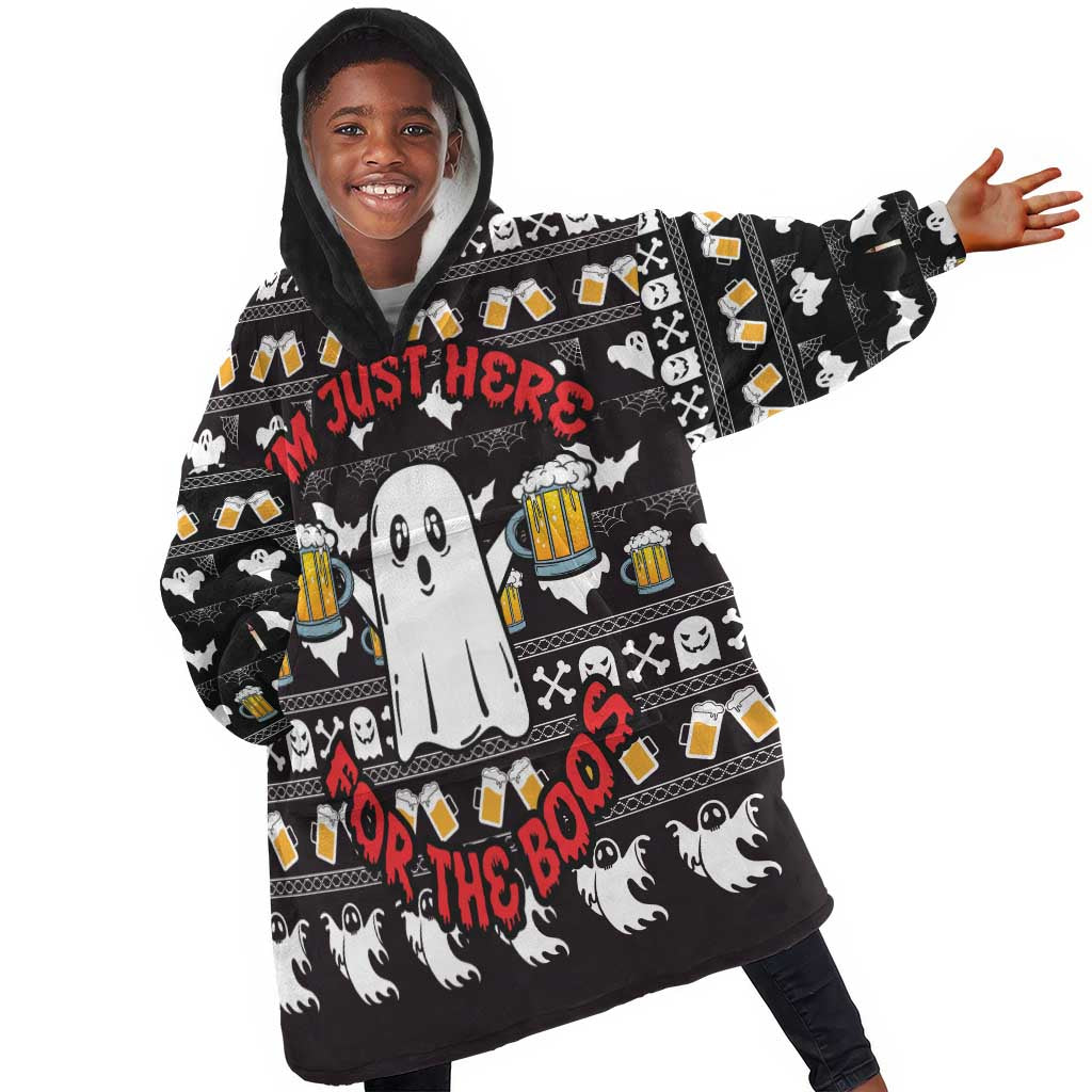 Christmas Africa Boo Beer Kid Wearable Blanket Hoodie I'm Just Here For The Boss