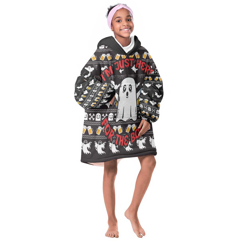 Christmas Africa Boo Beer Kid Wearable Blanket Hoodie I'm Just Here For The Boss