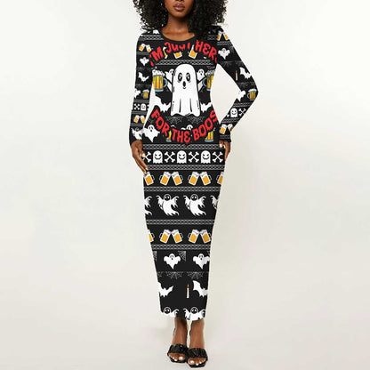 Christmas Africa Boo Beer Long Sleeve Bodycon Dress I'm Just Here For The Boss DT03