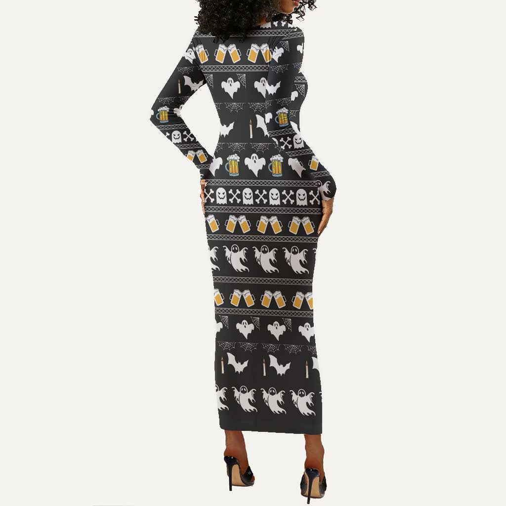 Christmas Africa Boo Beer Long Sleeve Bodycon Dress I'm Just Here For The Boss DT03