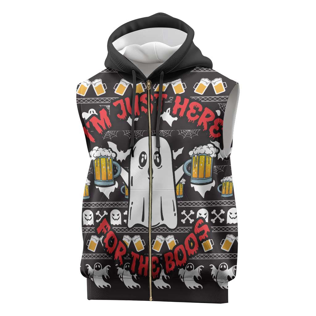Christmas Africa Boo Beer Sleeveless Zip Hoodie I'm Just Here For The Boss - African Pride