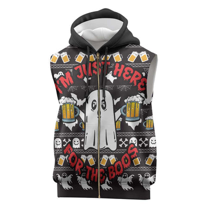Christmas Africa Boo Beer Sleeveless Zip Hoodie I'm Just Here For The Boss - African Pride