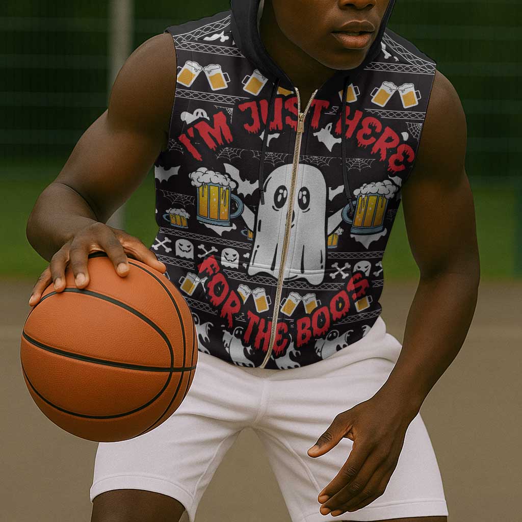 Christmas Africa Boo Beer Sleeveless Zip Hoodie I'm Just Here For The Boss - African Pride