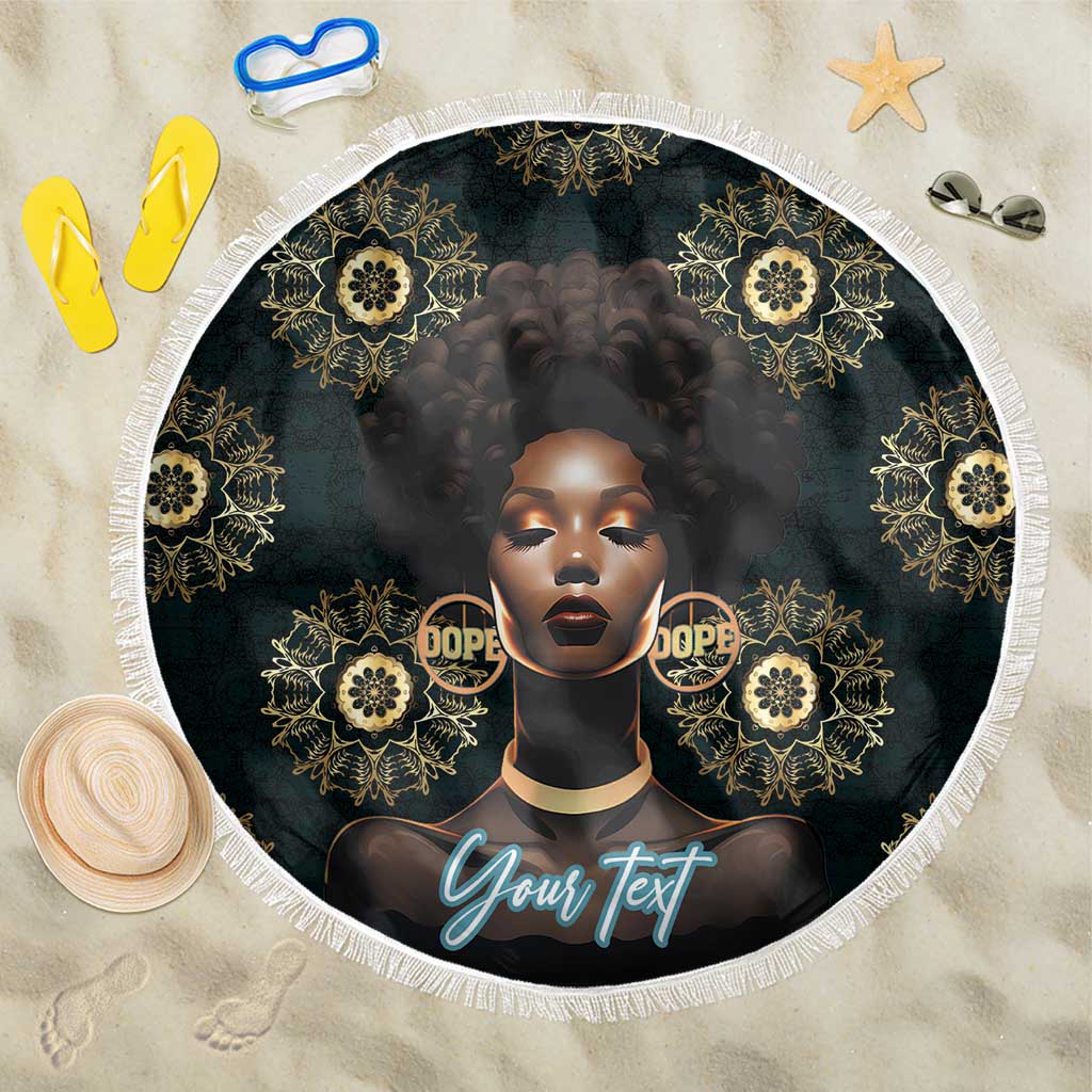 Personalized Afro Women Beach Blanket Powerful African Pattern