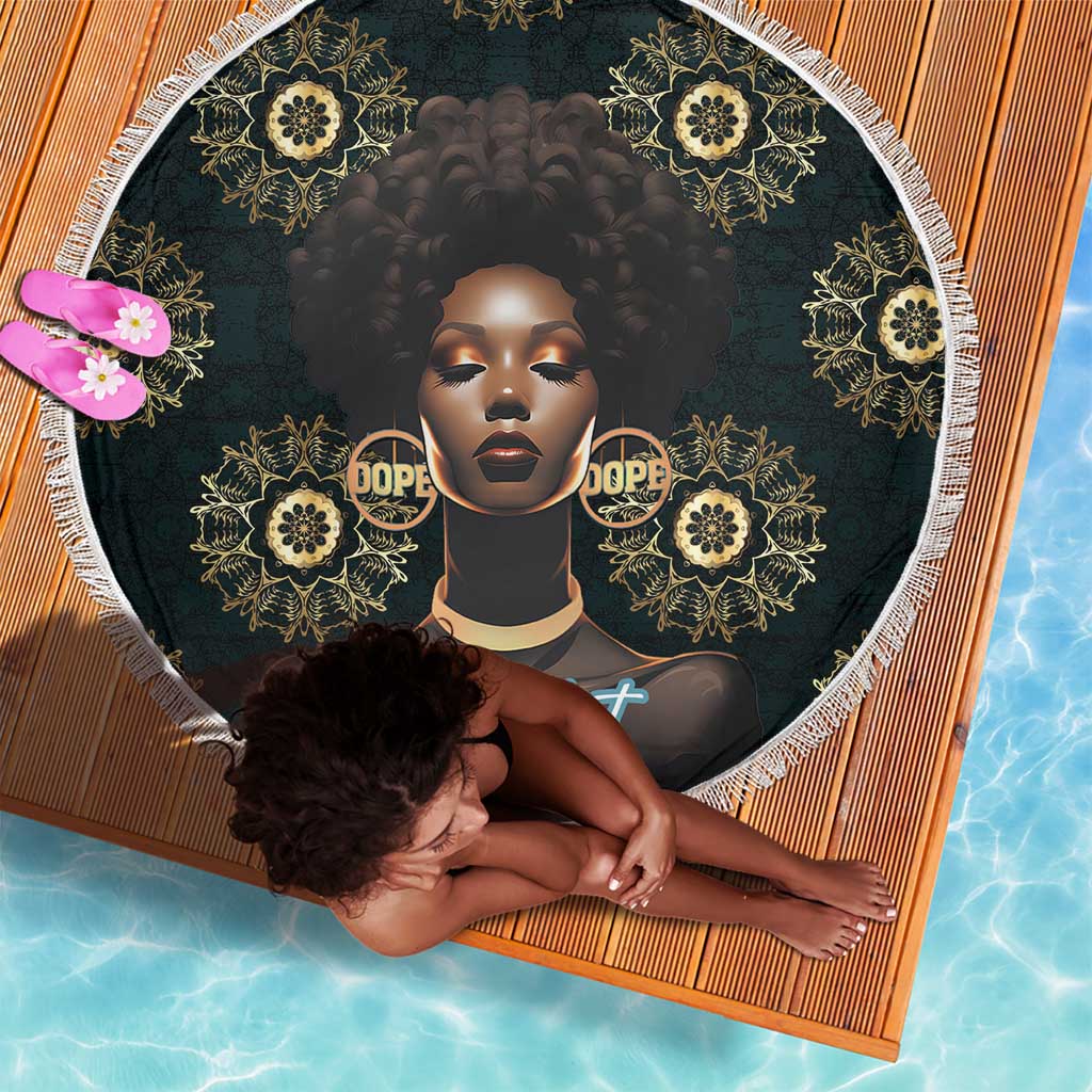 Personalized Afro Women Beach Blanket Powerful African Pattern