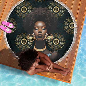Personalized Afro Women Beach Blanket Powerful African Pattern